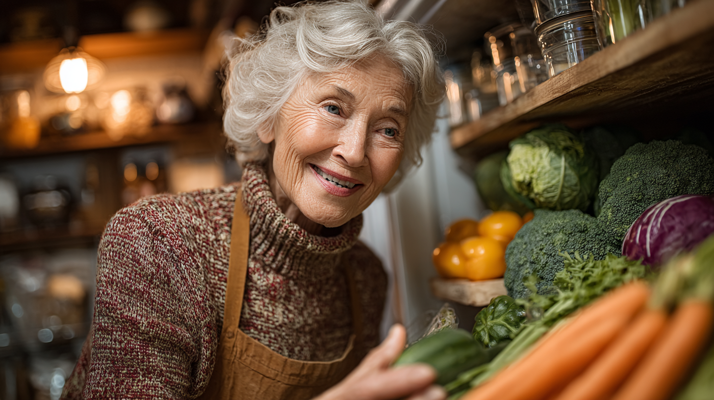 Katta yoshdagi ayol sog'lom ovqat bilan
