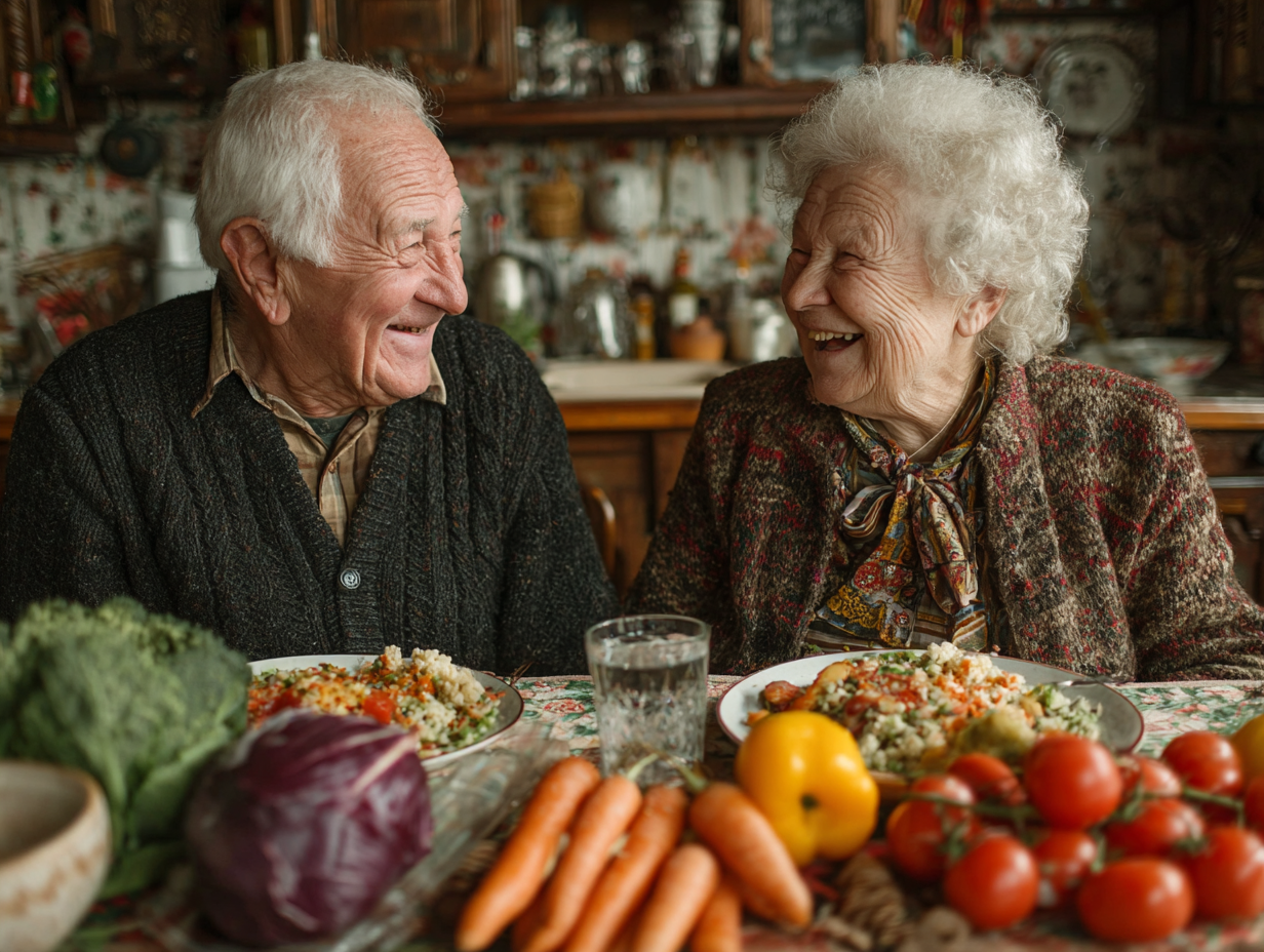Baxtli oila ovqat stoli atrofida
